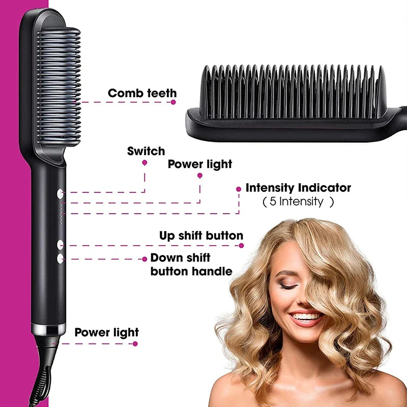 Electric Hair Straightener Brush – Fast Heating & Anti-Scald