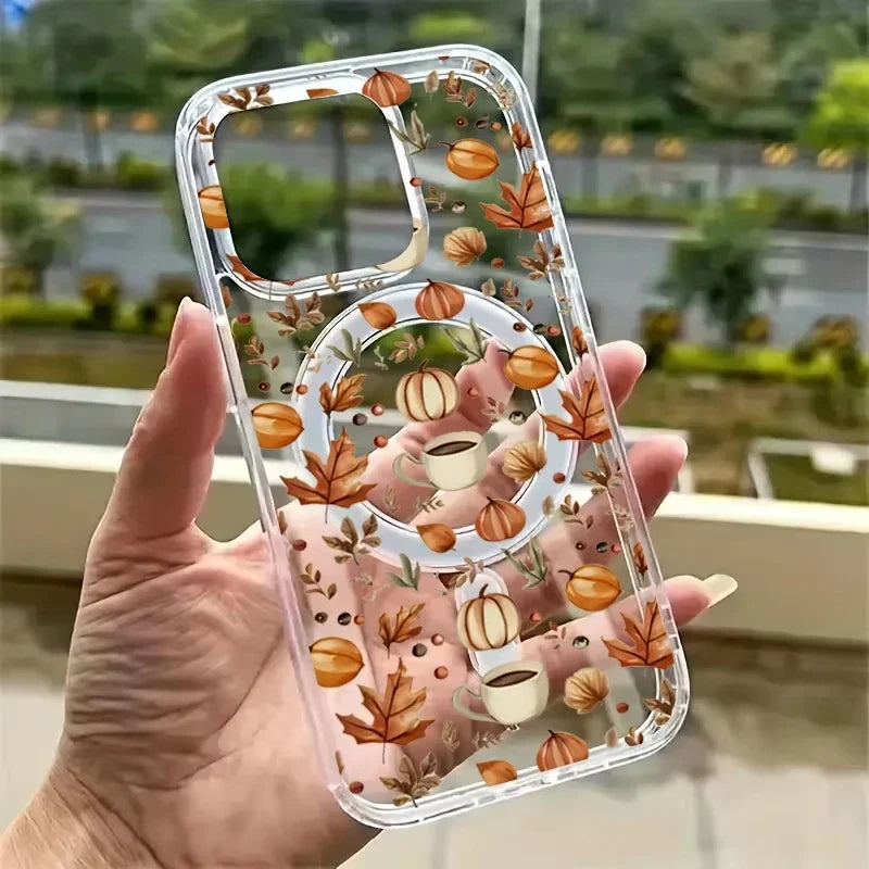 Pumpkin Autumn MagSafe iPhone Case – Transparent Silicone Cover