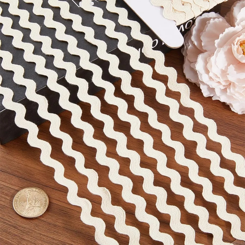 Cotton Ric Rac Wavy Fringe Trim Ribbon 15mm – 16.5 Yards White