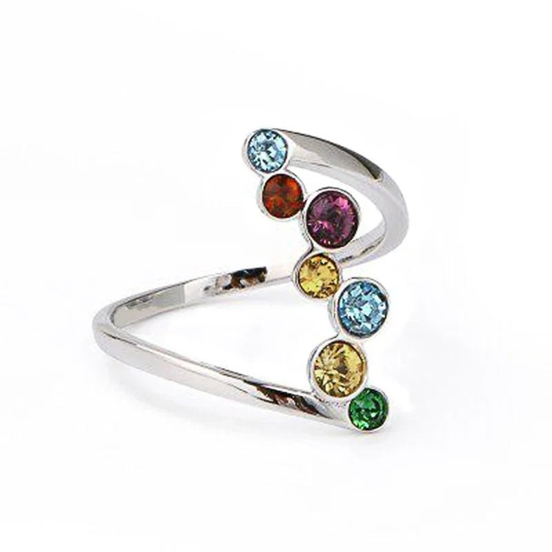 Huitan Colorful CZ Women's Ring – Silver-Tone Fashion Jewelry