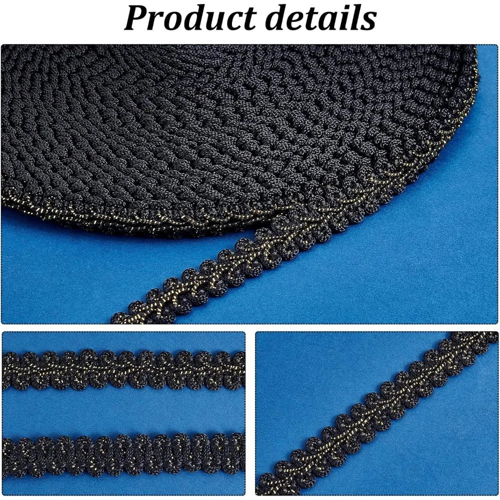 Metallic Black Herringbone Ribbon 12mm 15 Yards | DIY Crafts