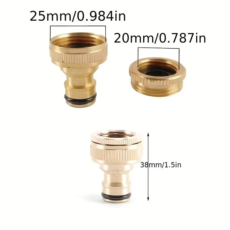 Brass Garden Hose Connectors – 2-in-1 Spray Nozzle Adapter Set of 2