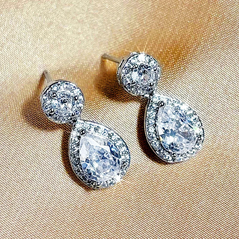 Huitan Waterdrop CZ Drop Earrings – Bridal & Wedding Jewelry