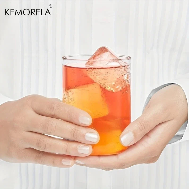 KEMORELA Transparent Glass Cups – Set of 1 or 4 | Drinkware