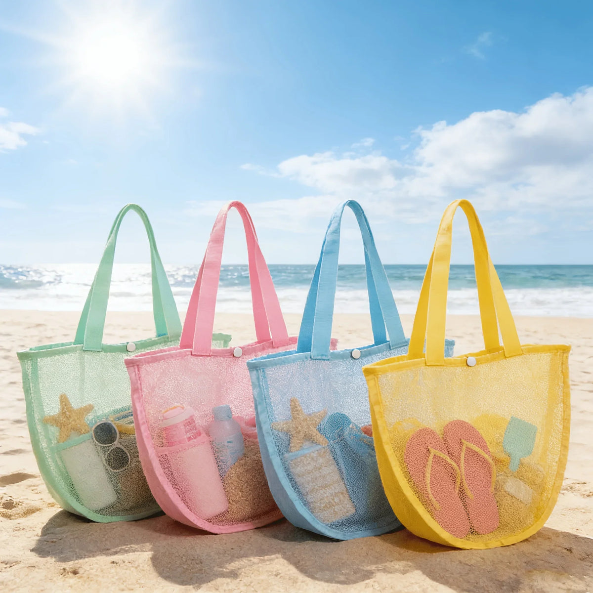 Mesh Seashell Bag – Beach Shell Collecting & Toy Storage Tote