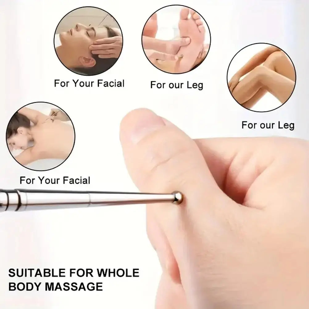 Stainless Steel Acupressure Pen – Dual 4mm/5mm Head Massage Tool