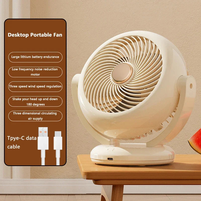 Mini Portable Rechargeable Desktop Fan – Quiet & Wireless