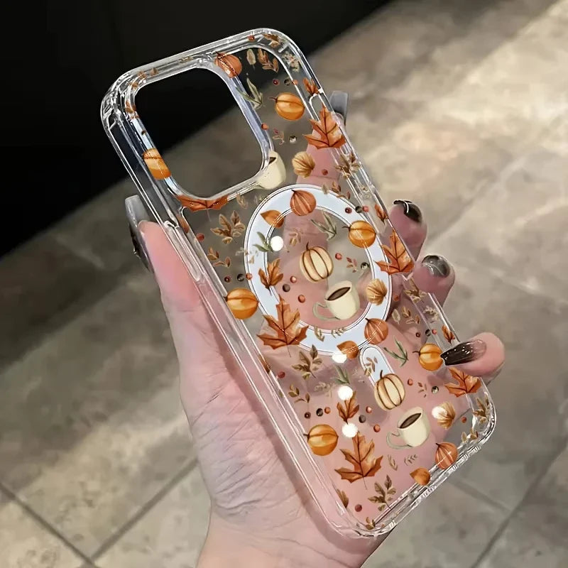 Pumpkin Autumn MagSafe iPhone Case – Transparent Silicone Cover