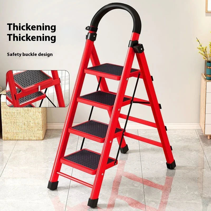 Adjustable Zigzag Folding Ladder | 3–6 Step Carbon Steel