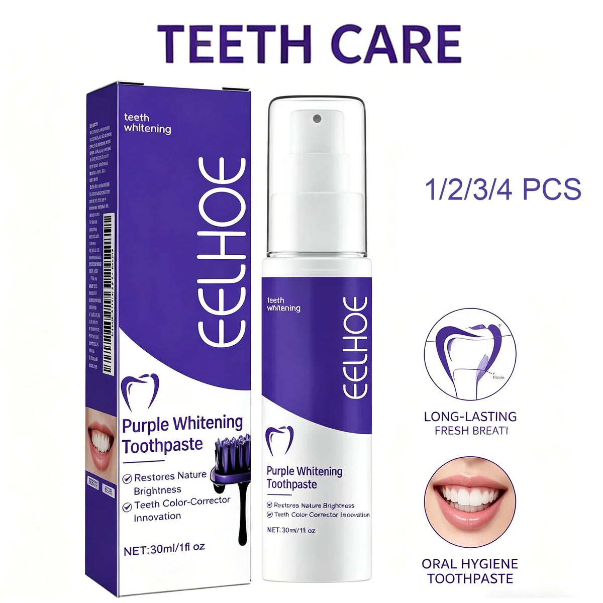 V34 Purple Toothpaste – Whitening, Tartar & Fresh Breath