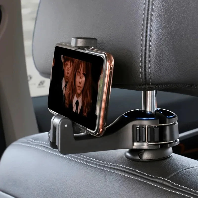 2-in-1 Car Headrest Hook & Hidden Phone Mount Holder