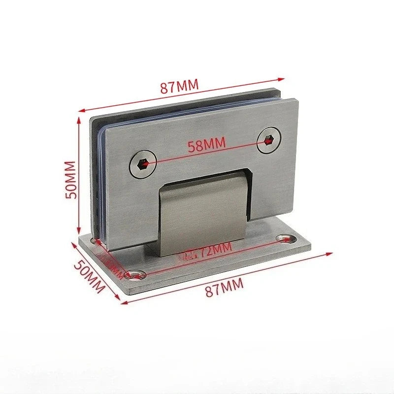 90° Frameless Glass Shower Door Hinges | 304 Stainless Steel