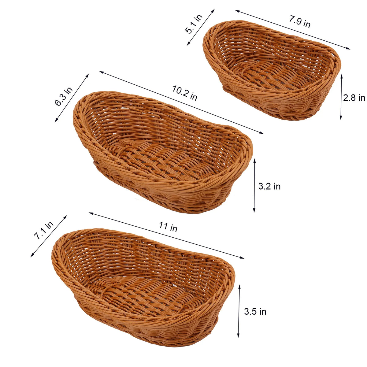 Woven Rattan-Style Serving Basket Tray – Fruit, Bread & Snacks
