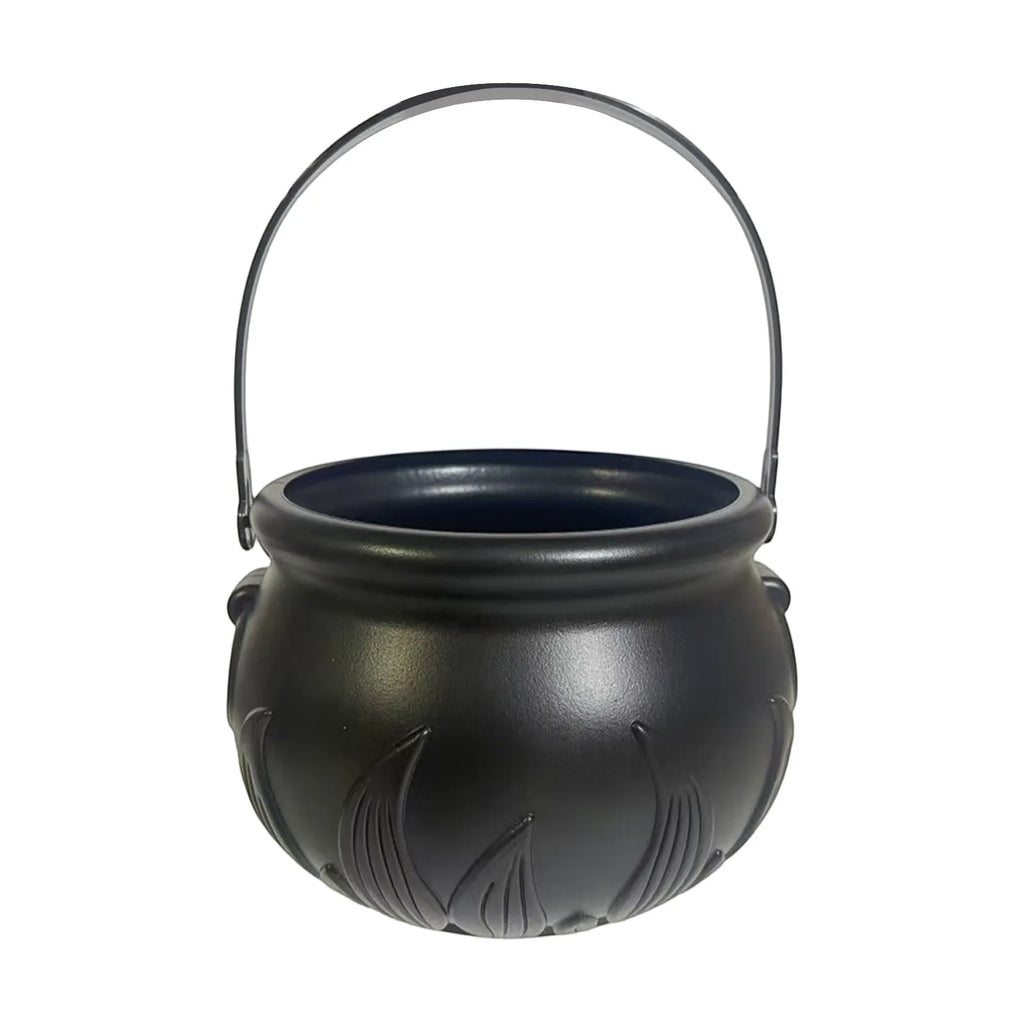 Halloween Witch Cauldron Candy Bucket | Flame Stripe Resin Pot