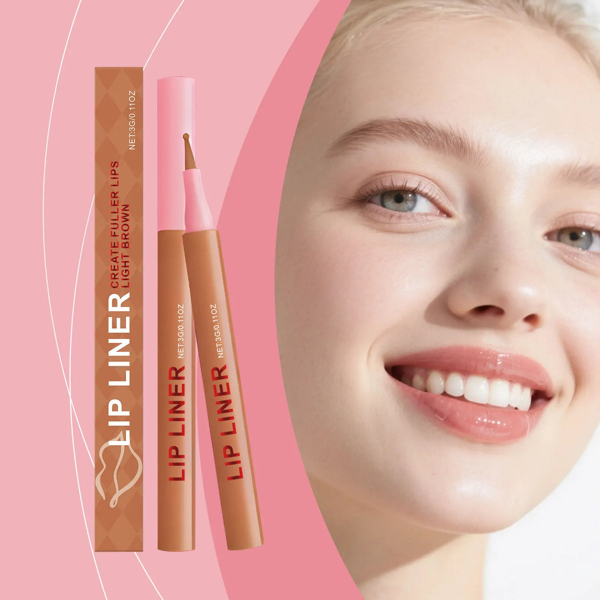 Light Brown Waterproof Lip Liner – Natural, Long-Lasting