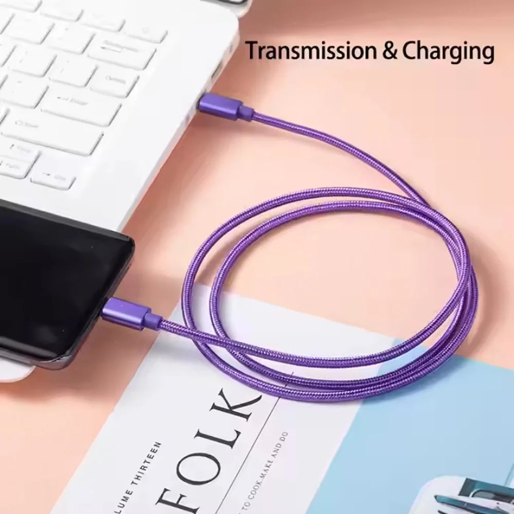 66W 5A USB-C Fast Charging Nylon Cable 1M/2M/3M | iPhone & Samsung