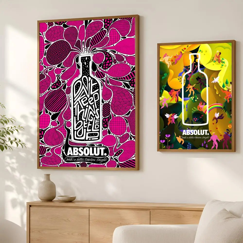 Absolut Vodka Wall Art Poster – Self-Stick HD Waterproof Decor