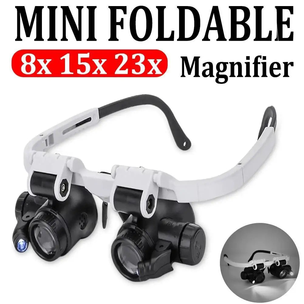 LED Head Magnifier Loupe – 8X 15X 23X Adjustable Headband