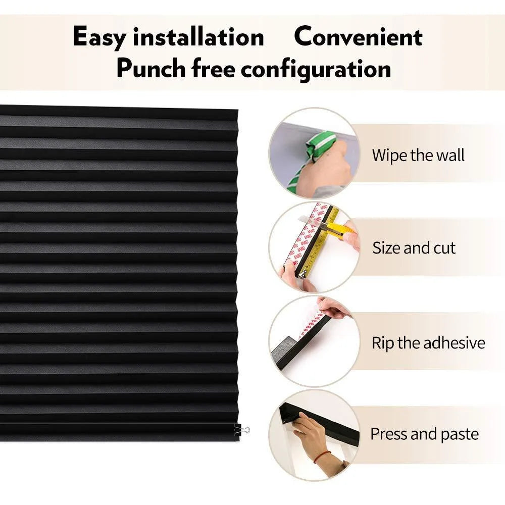 Adhesive Blackout Pleated Window Shade | Temporary Blind