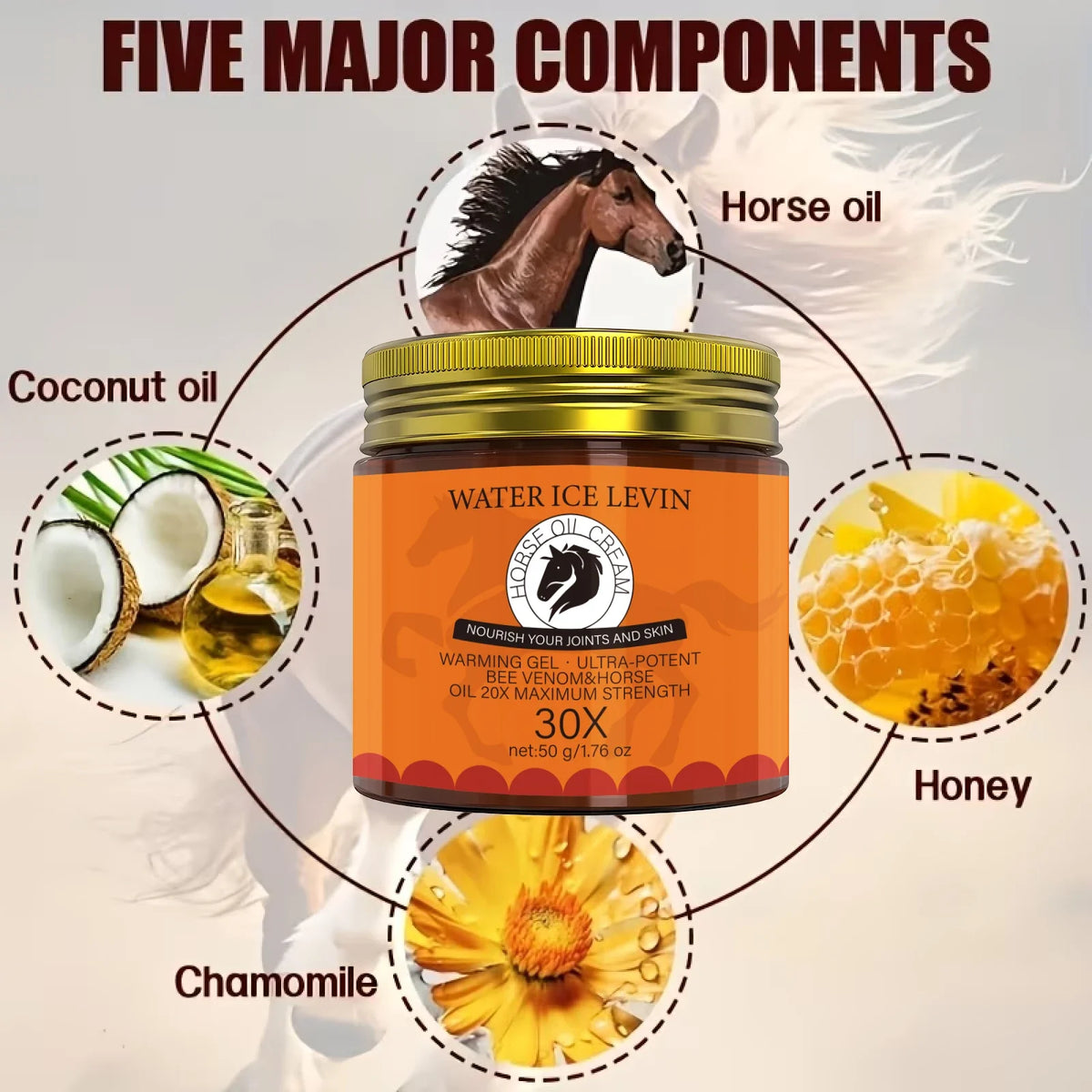 Horse Oil Cream with Bee Venom & Rosemary – 50g Body Cream