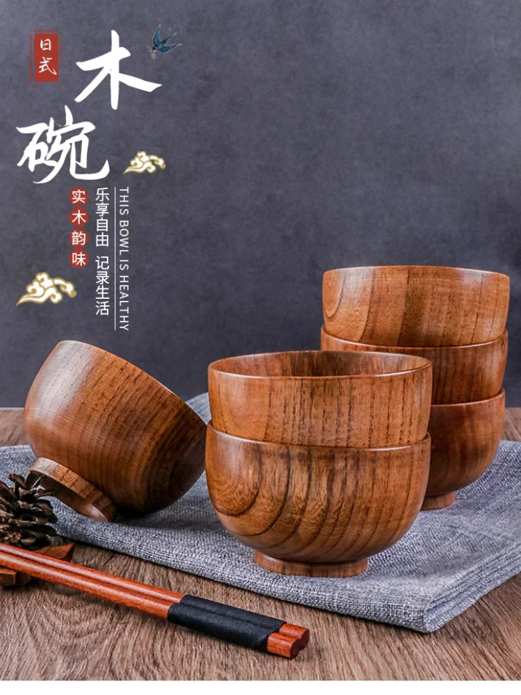Japanese Acacia Wooden Bowl – Kids' Anti-Drop Salad Bowl