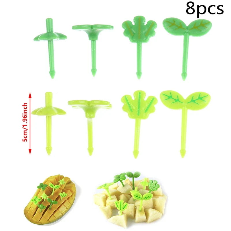 8-Piece Leaf Fruit Forks – Kids Bento Lunch Box Picks