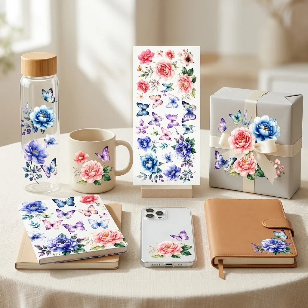 Watercolor Butterfly Floral UV DTF Sticker | Tumbler Cup Wrap Decal