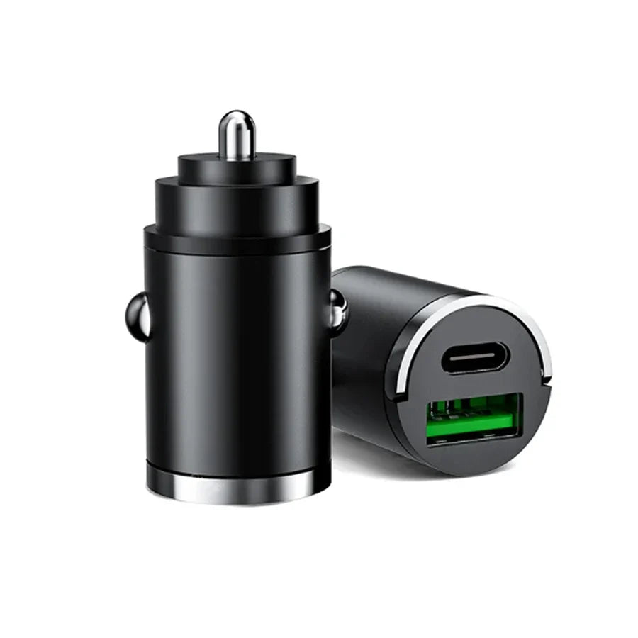 Hidden Mini Car Charger USB & USB-C Fast Charge Pull Ring