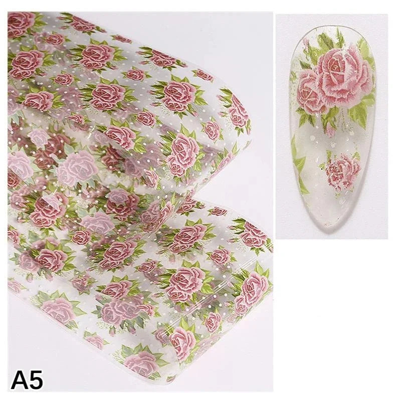 Floral Rose Nail Transfer Foil Stickers – DIY Nail Art Wraps