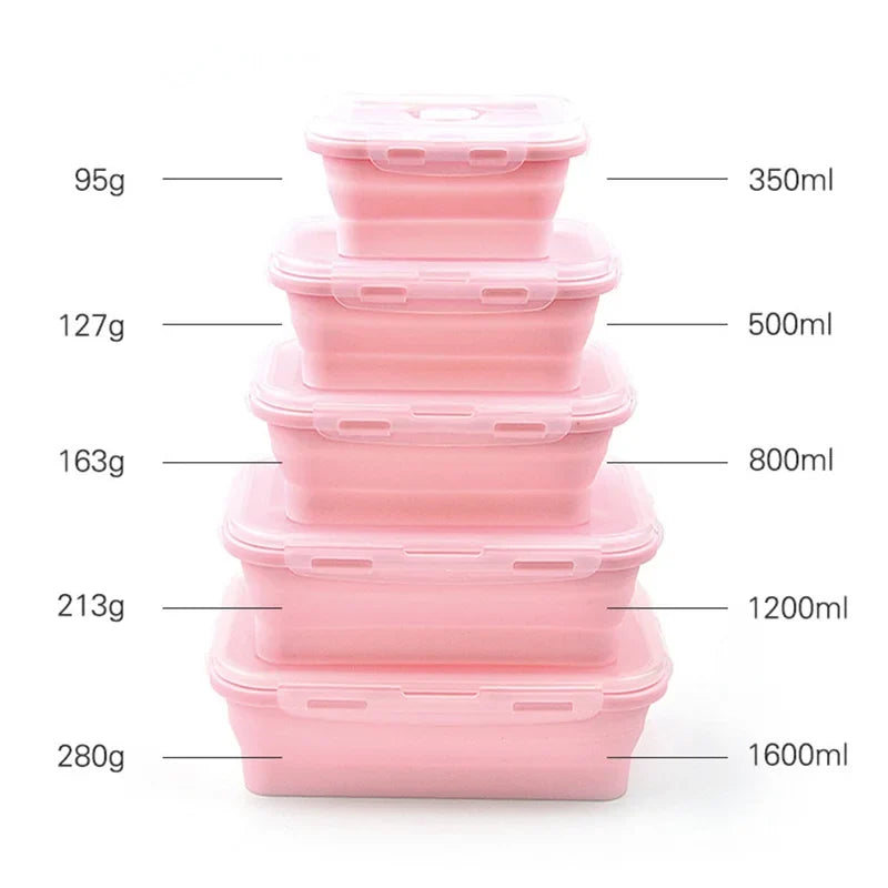 Foldable Silicone Lunch Box Set | Collapsible Food Containers