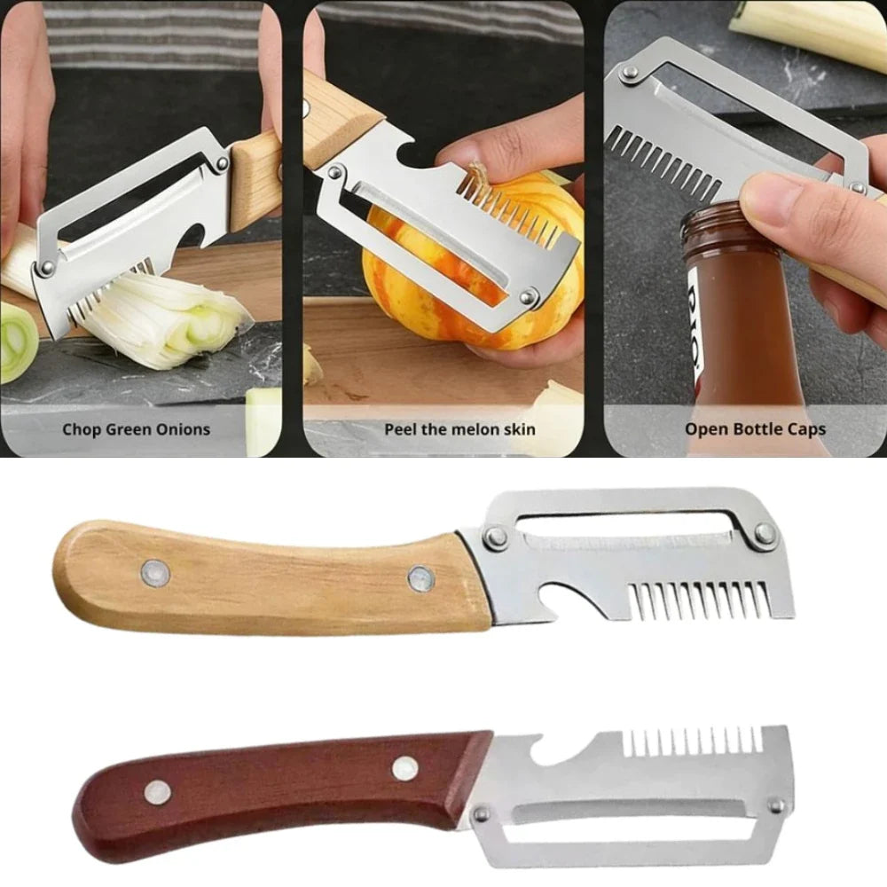 3-in-1 Kitchen Peeler – Stainless Steel, Shredder & Bottle Opener