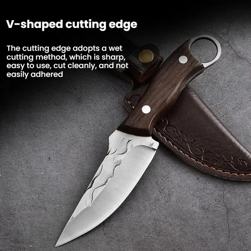 Hand Forged High Carbon Steel Chef Knife with Sheath
