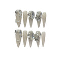 Stiletto Press On Nails – Rhinestone Crystal Pearl False Tips