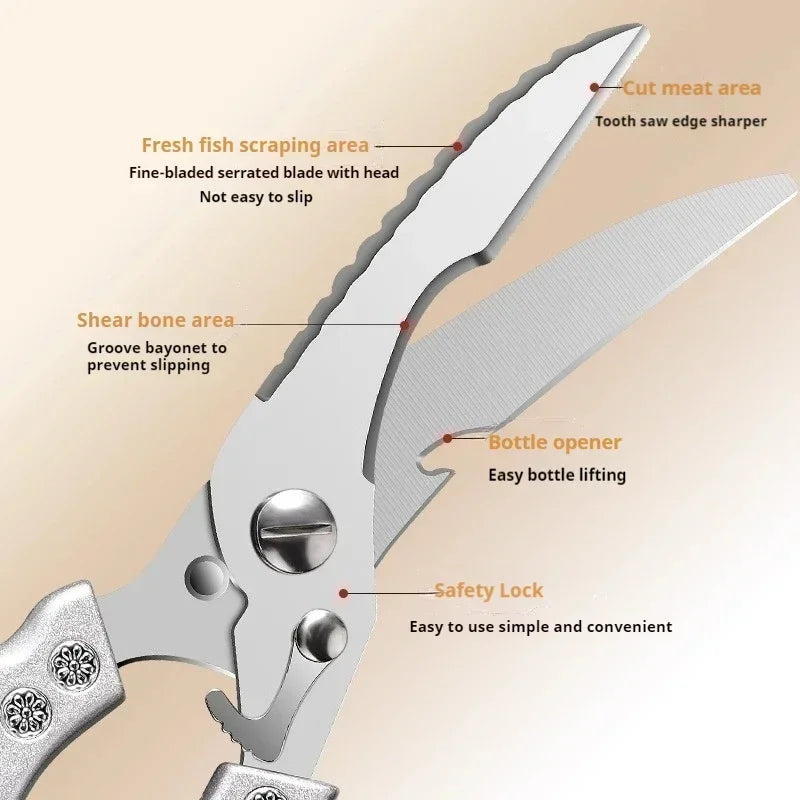 Black Titanium Kitchen Shears – Heavy Duty Bone Scissors