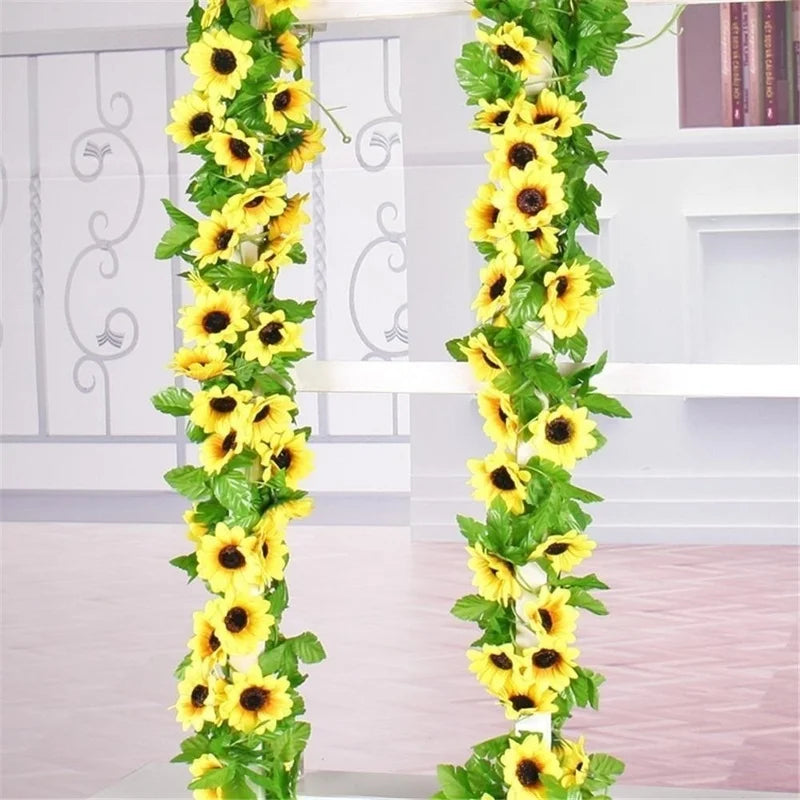 260cm Artificial Sunflower Garland | Silk Flower Vine Decor