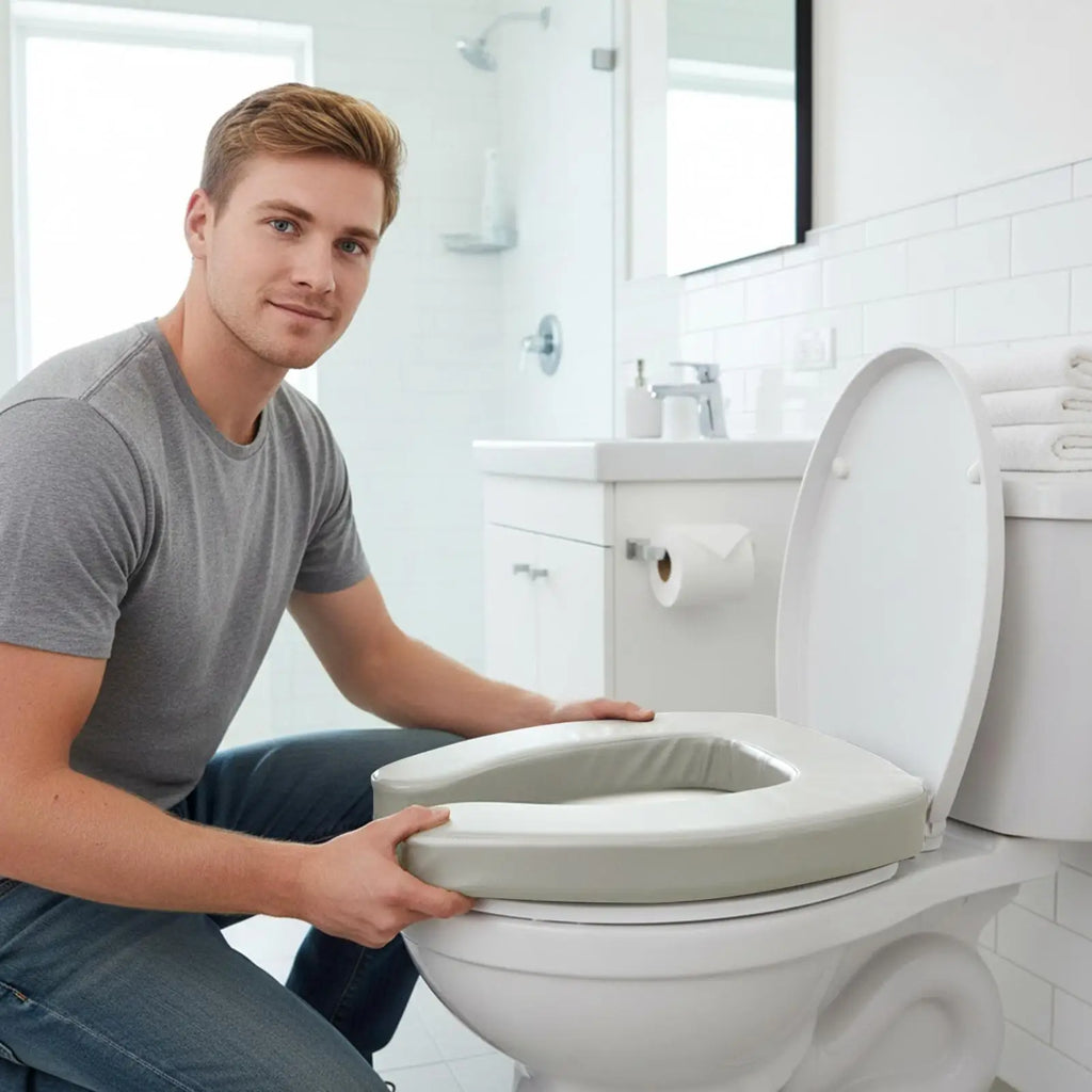 Ergonomic Padded Toilet Seat Riser – Non-Slip & Waterproof