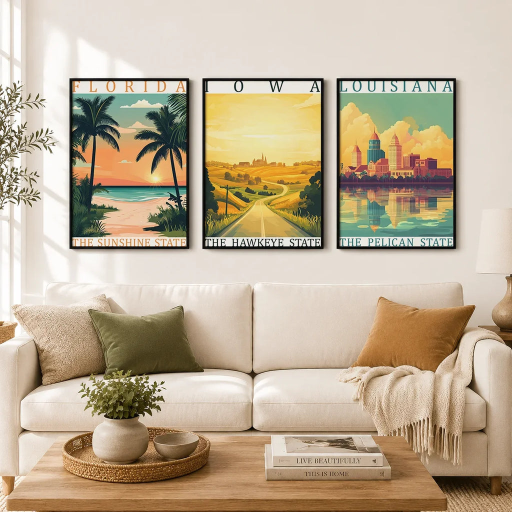 Vintage Retro Landscape Canvas Wall Art – American Landmark Print