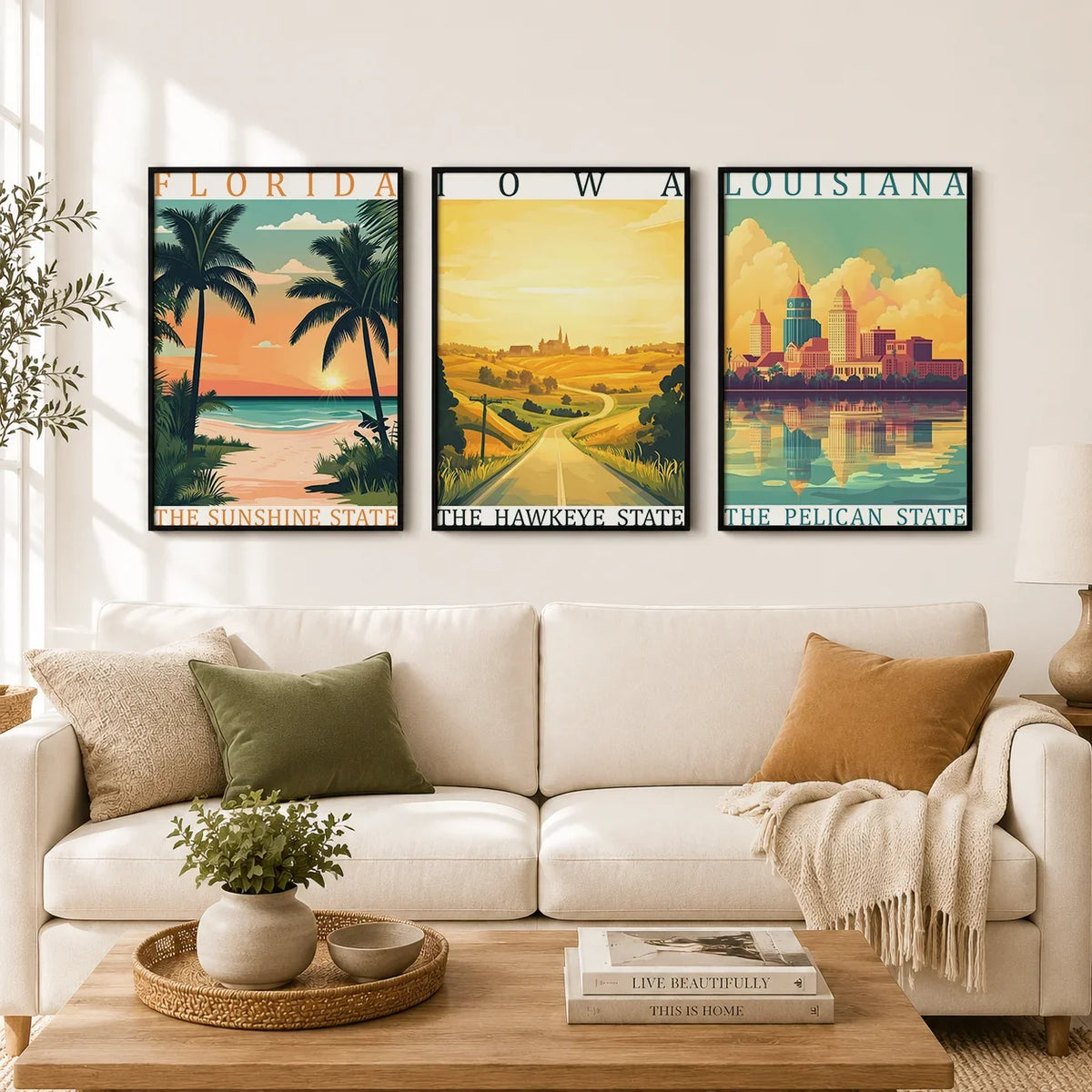 Vintage Retro Landscape Canvas Wall Art – American Landmark Print