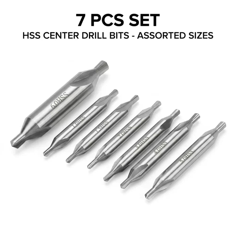 7-Piece 60° Center Drill Bit Set – Lathe & Metalworking