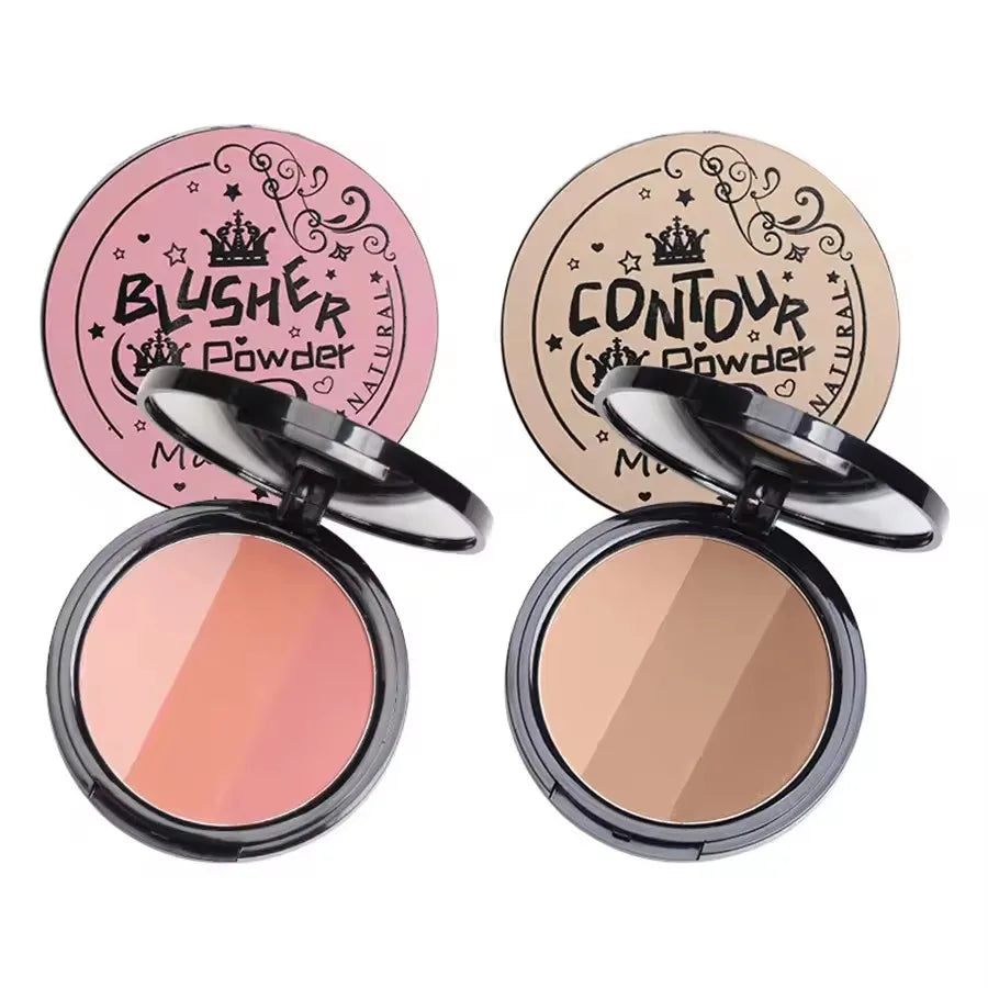 3 in1 Three Colors Powder Tray Blush Contouring Waterproof Long