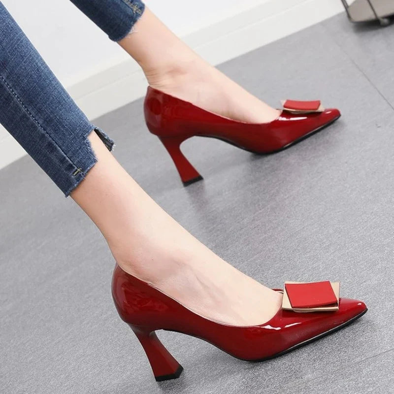 YBQJOO Women's Chunky Heel Pointed Toe Pumps | Ankle Buckle