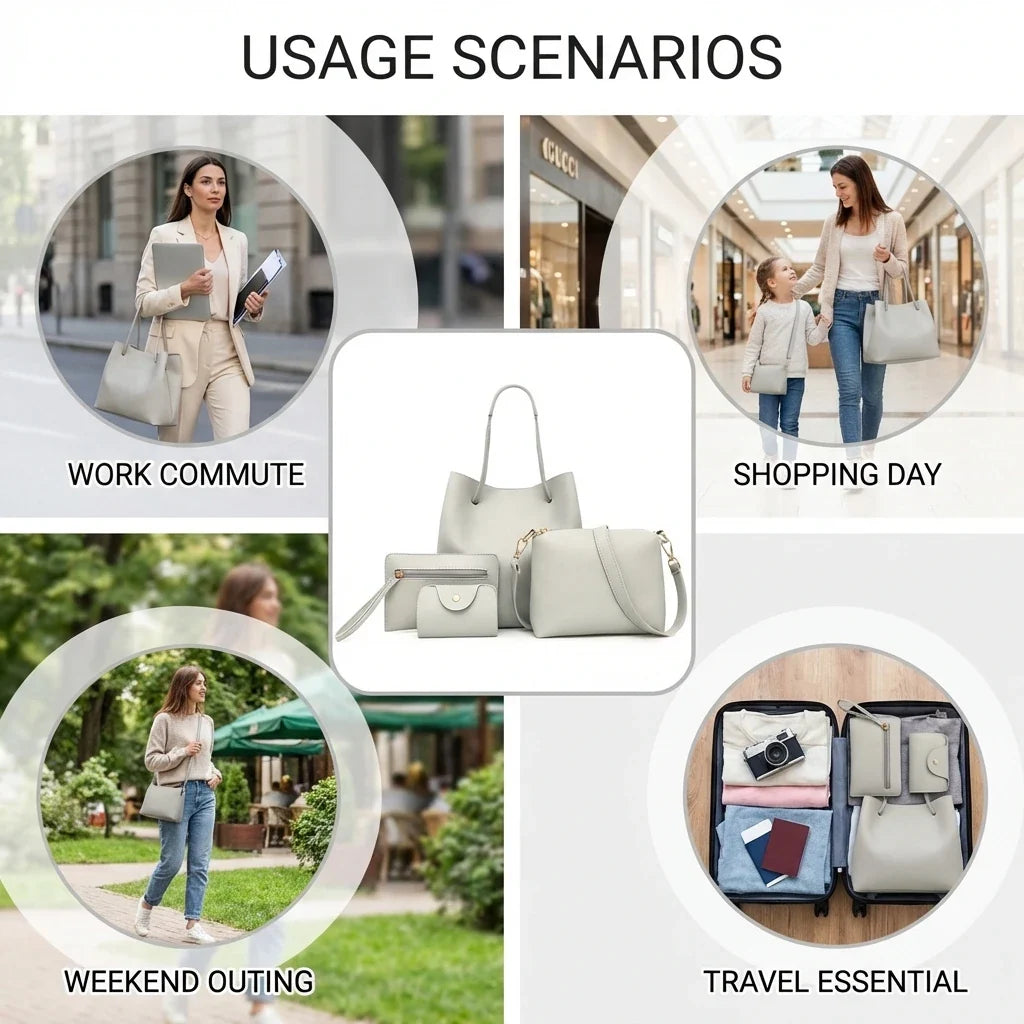 Mother Daughter Matching Bag Set 4-Piece Crossbody Tote