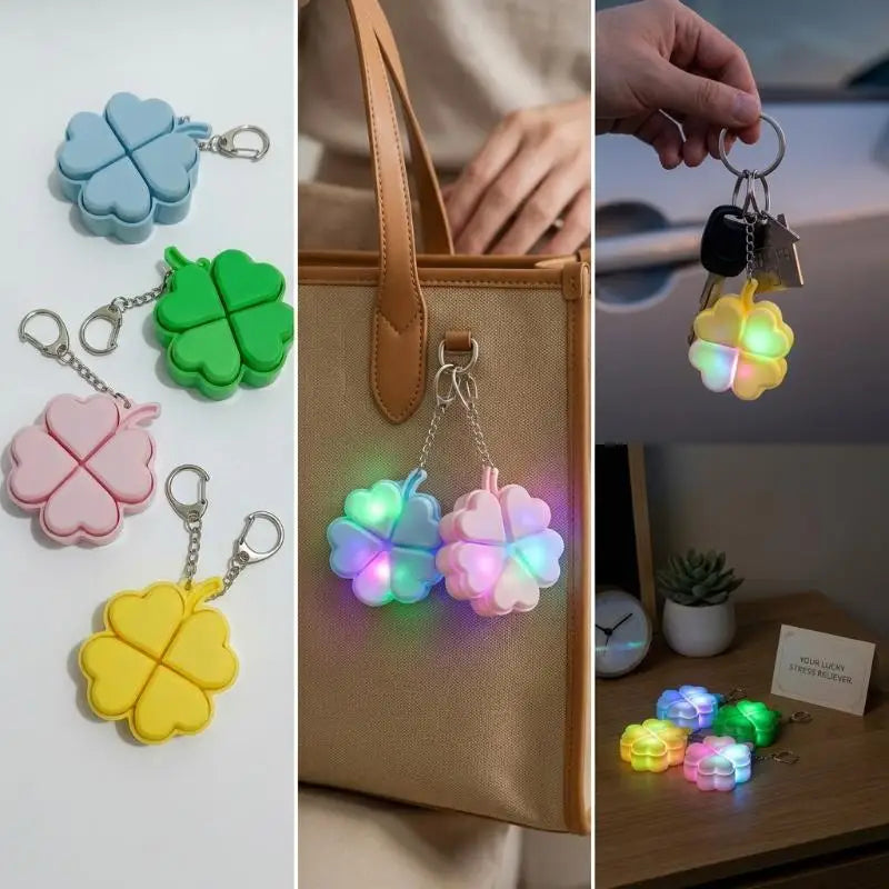 Four-Leaf Clover LED Keychain | Fidget Toy & Lucky Gift
