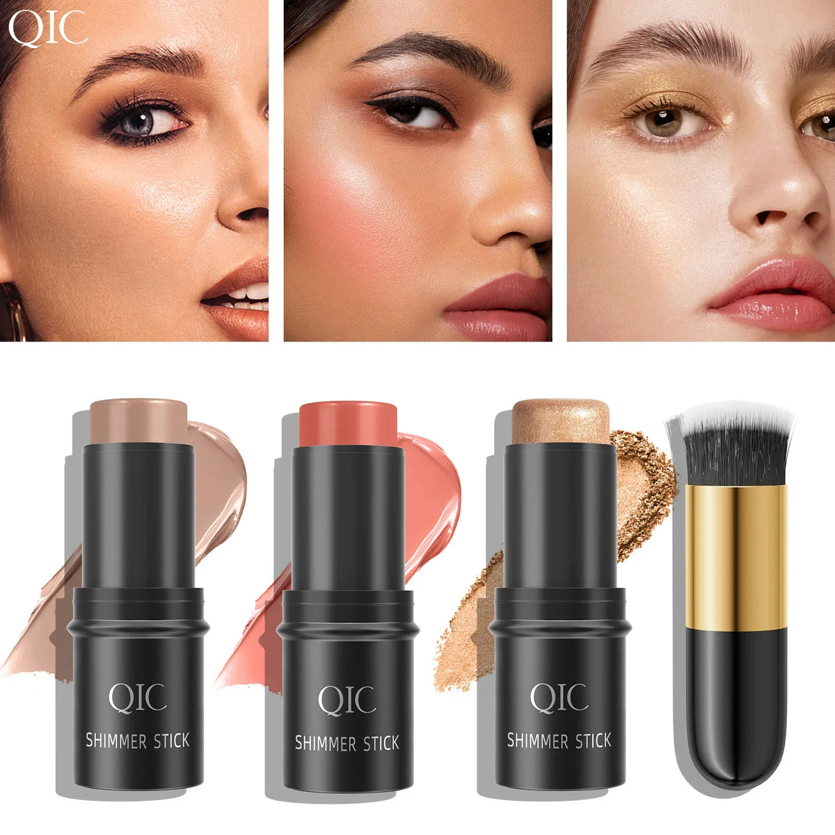 QIC 3-Piece Cream Contour Set – Contour, Highlight & Blush