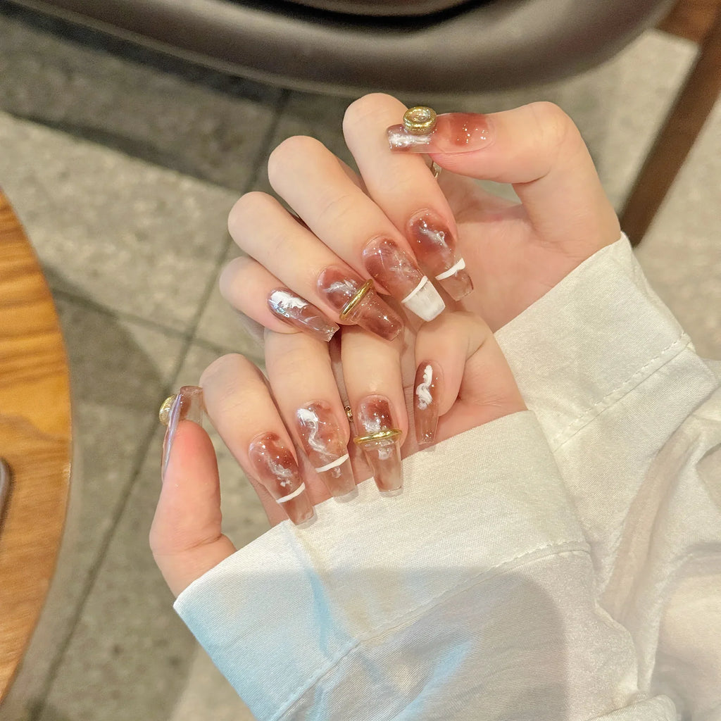 Dark Gothic Press-On Nails | Long Ballet False Tips – 10pcs