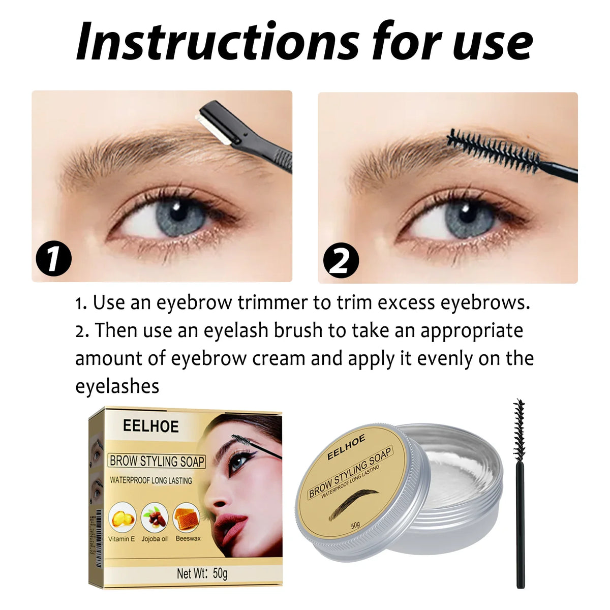 Eelhoe Clear Brow Gel – Smudge-Proof 3D Eyebrow Shaper