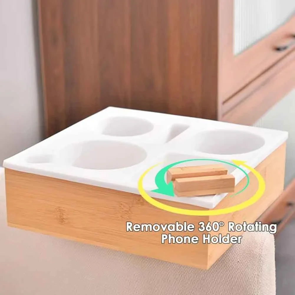 A36T-Car Cup Holder Removable Couch Drink Organizer Handy Tray Wooden