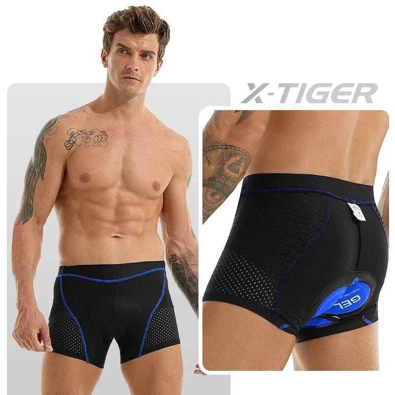 X-TIGER Men's 5D Gel Padded Cycling Boxer Shorts | MTB & Road
