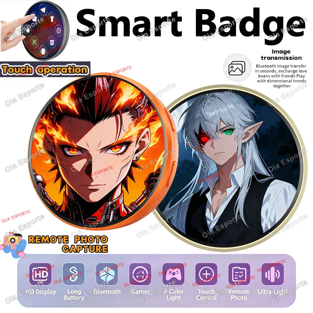Smart LED E-Badge 1.85" Touch Screen | Anime & K-Pop Fan Pin