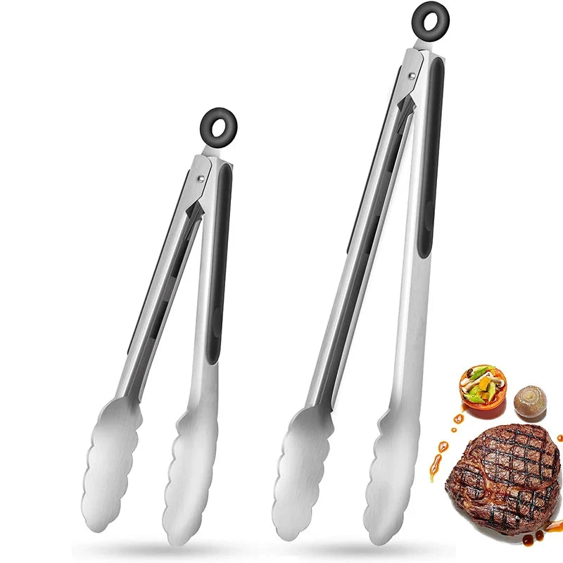 2-Pack Stainless Steel Locking Kitchen Tongs – 9 & 12 Inch